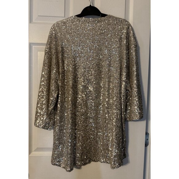 Cable & Gauge Sequin Jacket L Large Gold Wedding Formal Party Cruise Holiday NEW - Picture 12 of 12